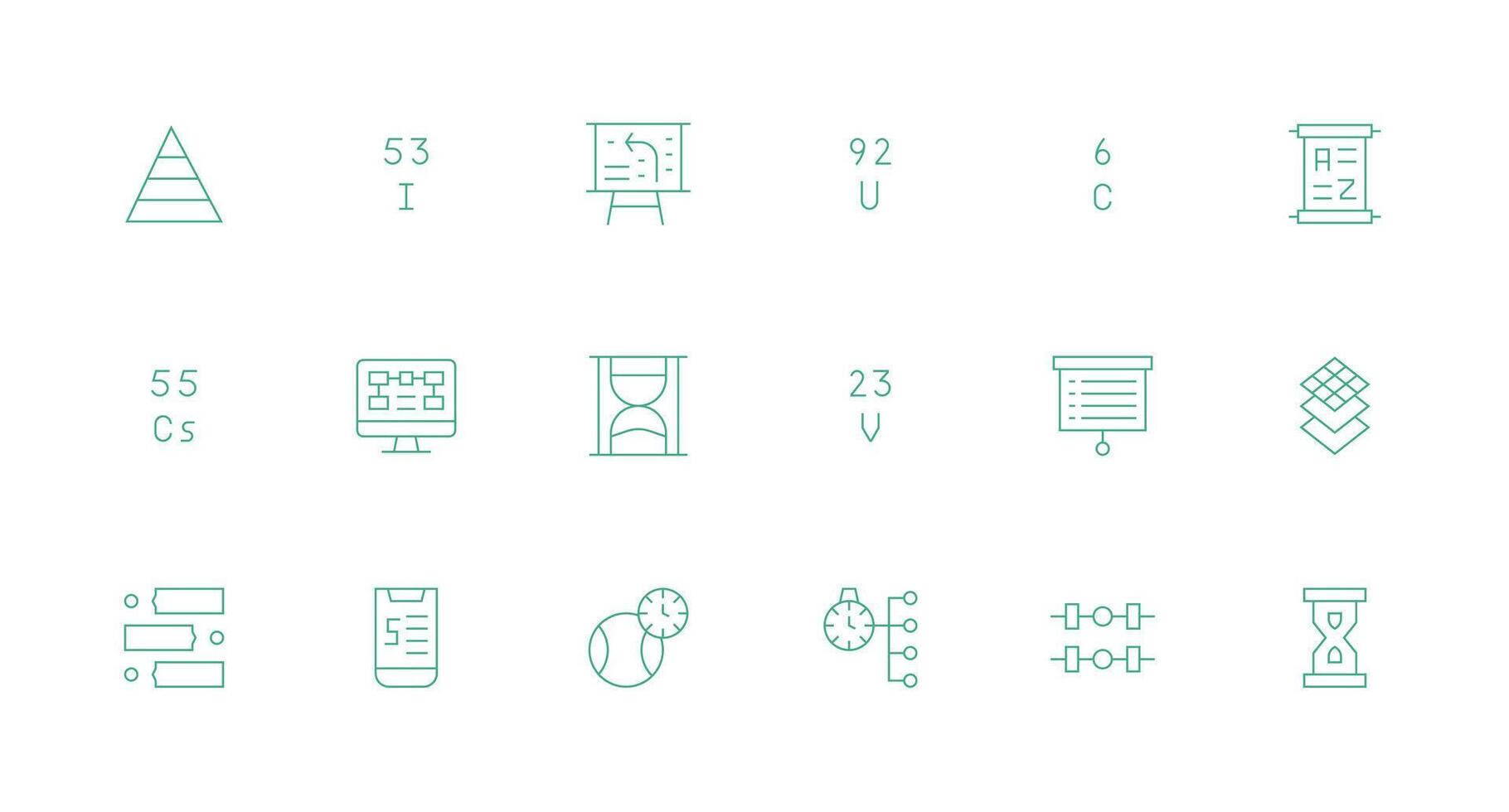18 Minimal Line Style Icons from Sequence Collection Icon Pack vector
