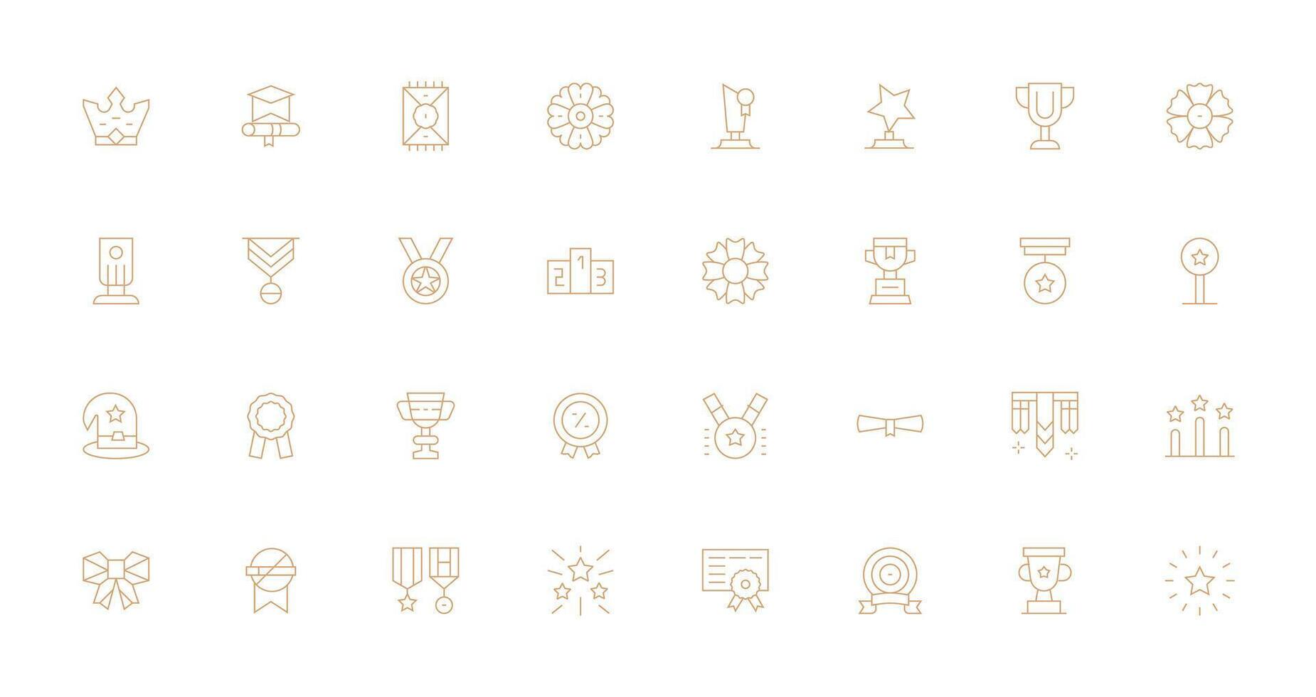 32 Icons for Honor in Thin Line Format Style Icon Set vector