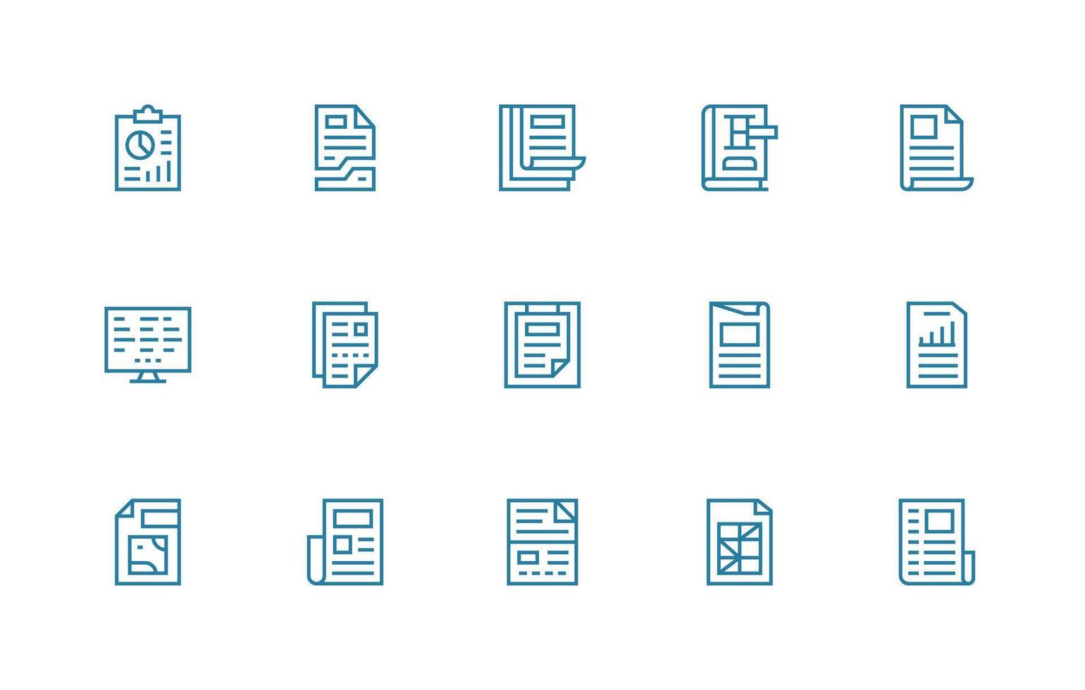 Regular Line Style Excel Icons with 15 Vectors Clean Icon Collection for Web Use