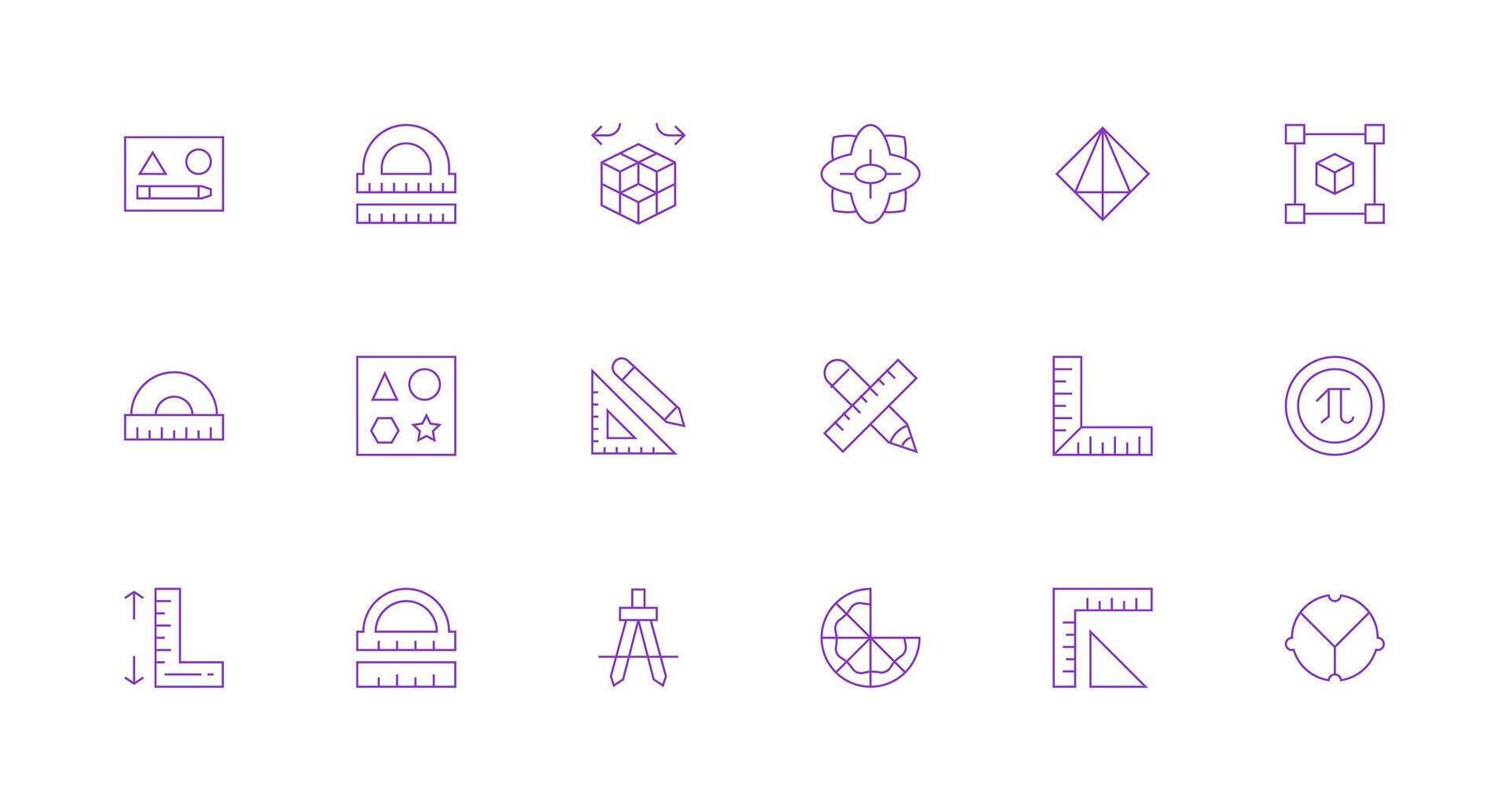 18 Icons for Geometry in Minimal Line Format User Interface Icons for Digital Products vector