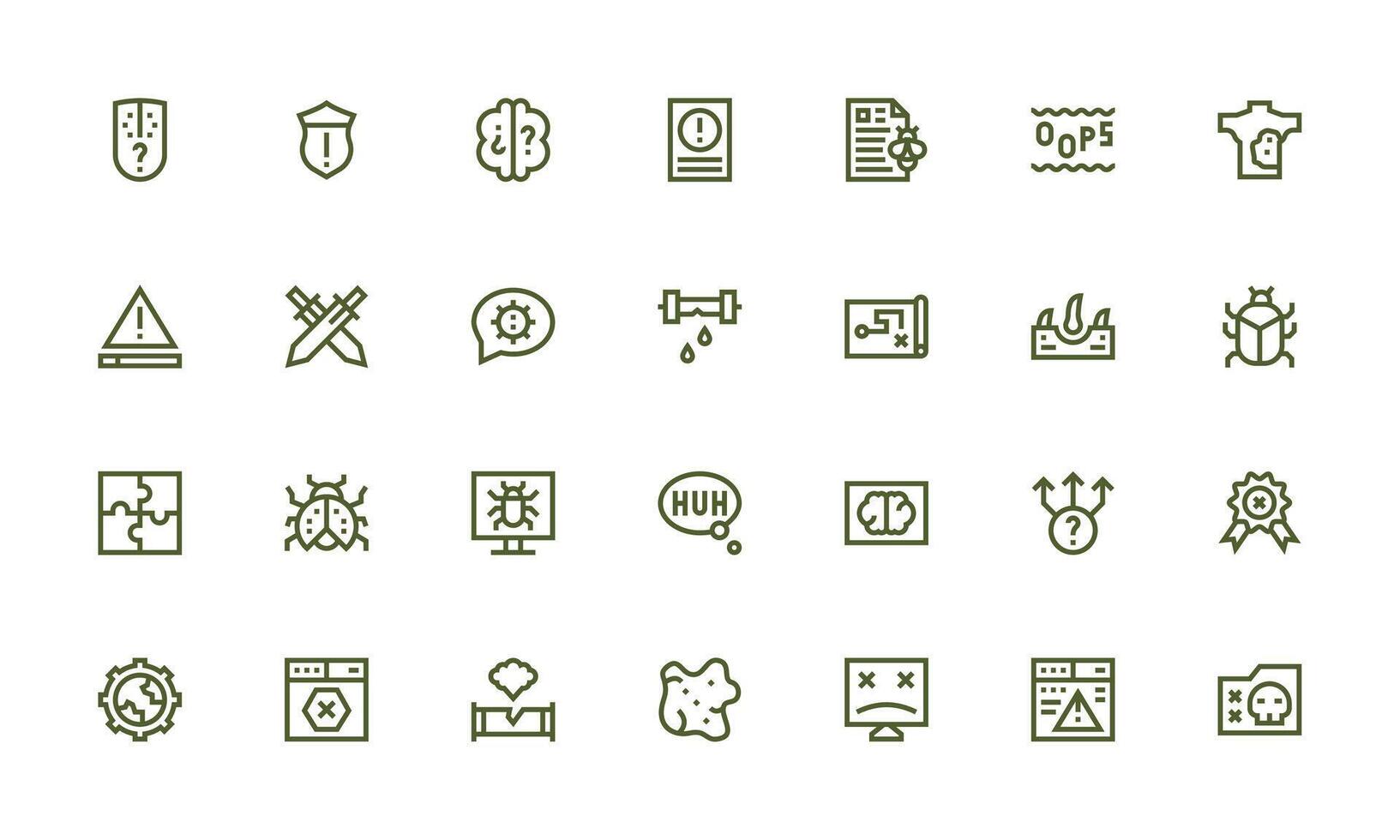 Problem featuring 28 Icons in Bold Line Design Organized Pack for Project Assets vector