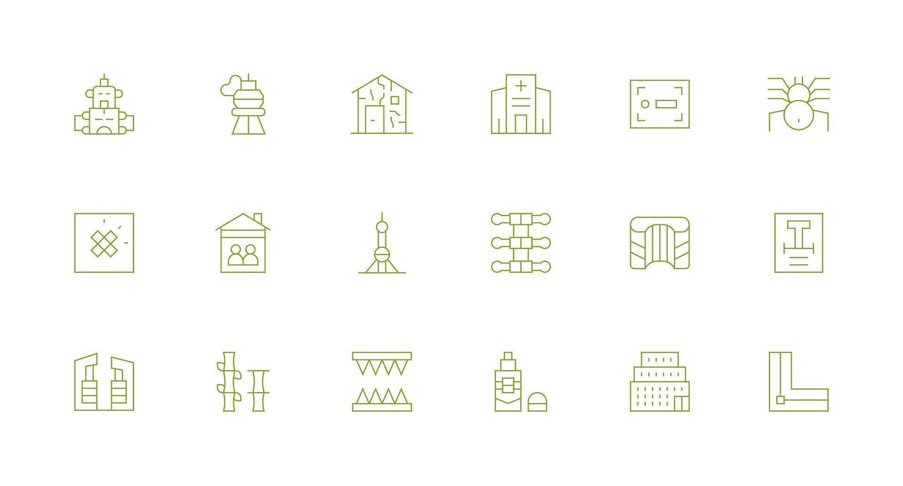 Structure Icon Collection with 18 Minimal Line Designs Simple Icons for Interface and Wireframes vector