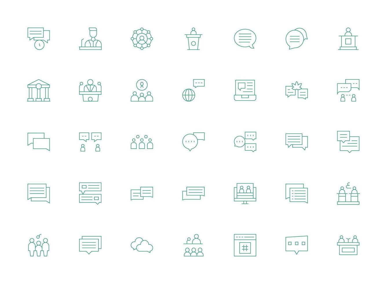 Forum Set with 35 Light Line Icons Multi-Purpose Icon Set vector
