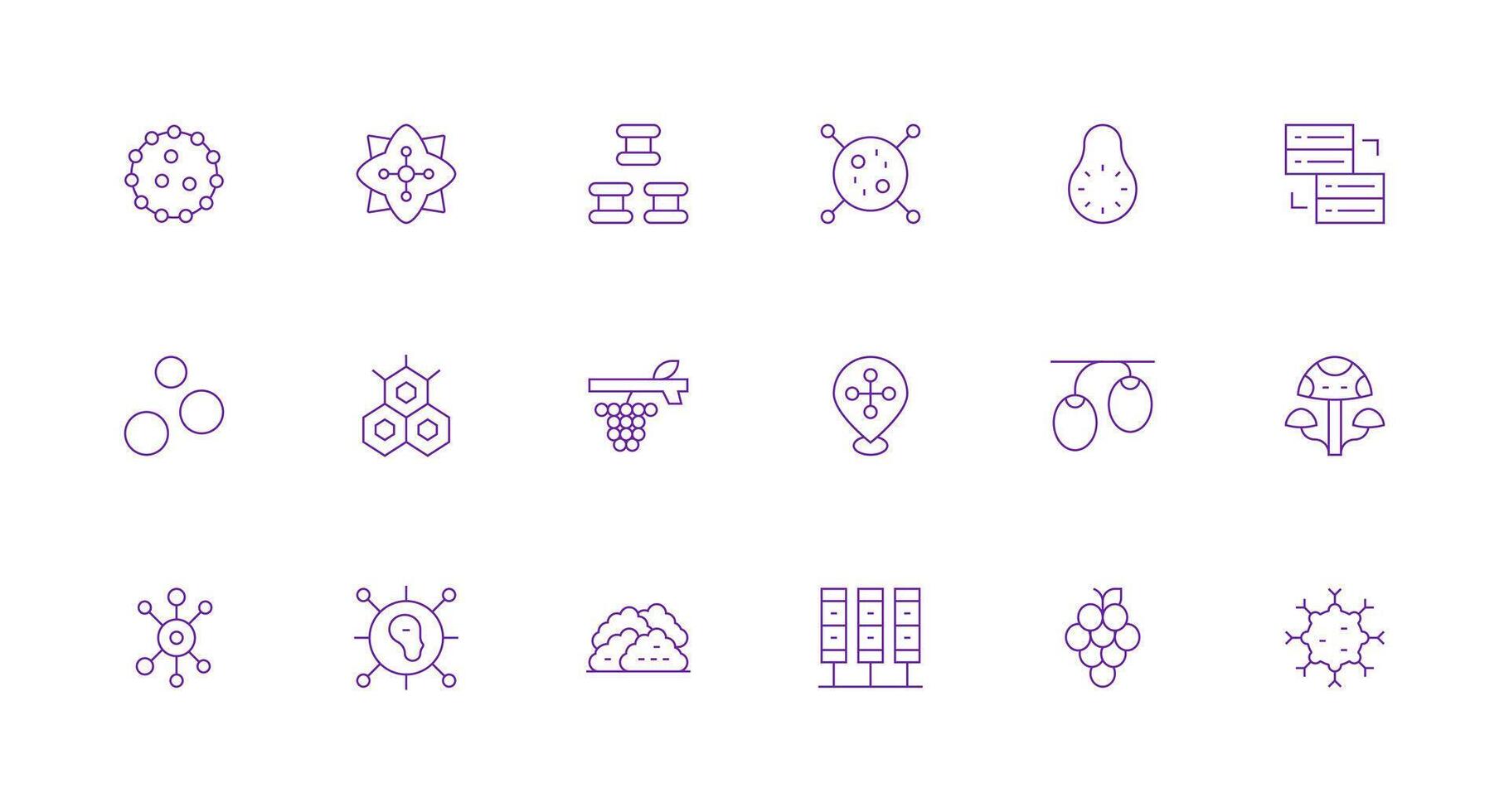 Cluster Design Icons featuring 18 in Minimal Line Style Glyph Icon Series vector