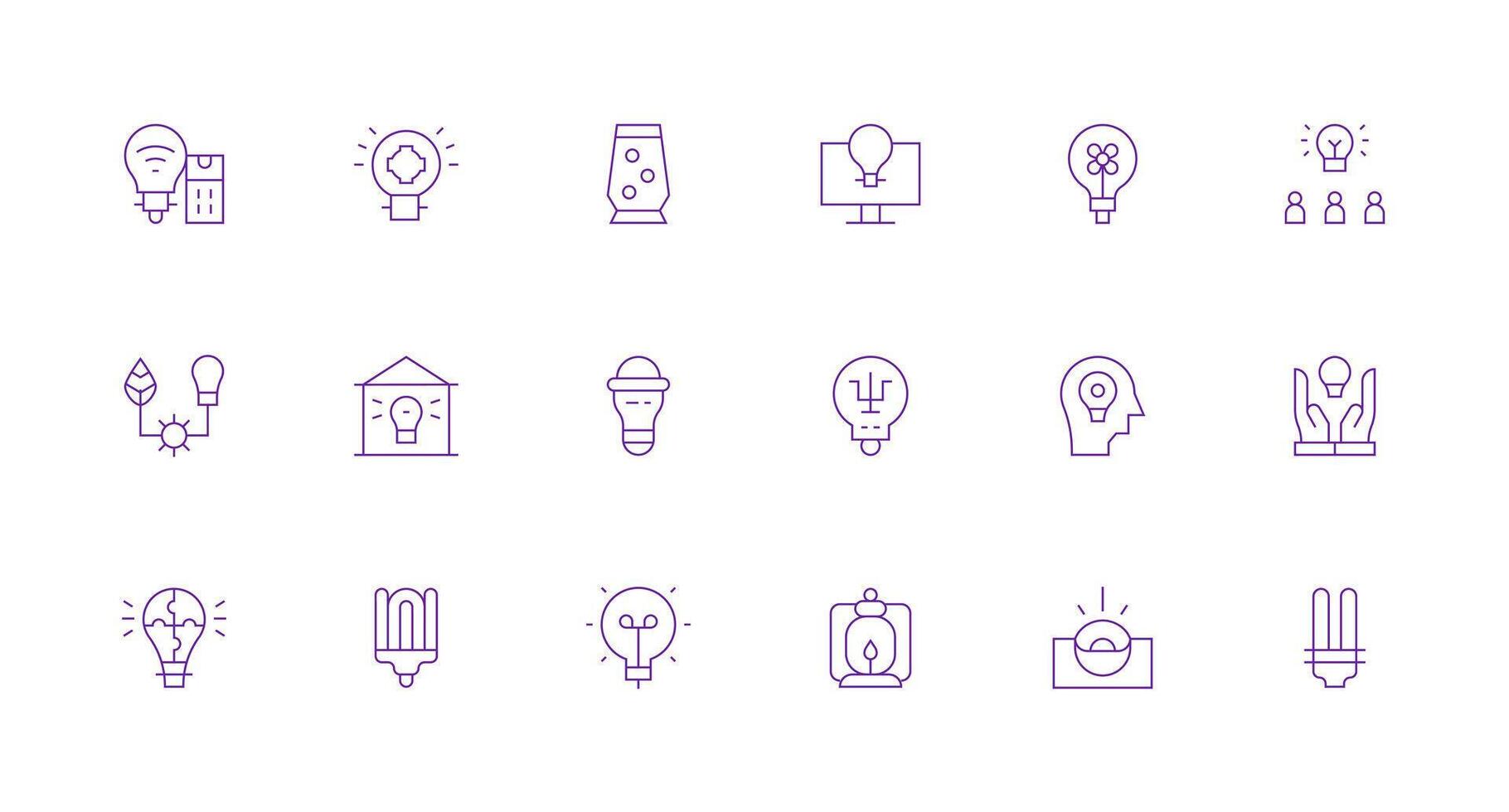 Minimal Line Style Lightbulb Icons with 18 Vectors Multi-Style Icon Collection