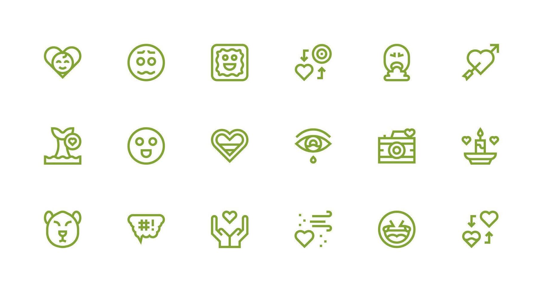 Emotion Design Icons featuring 18 in Strong Stroke Line Style Interface Icon Collection for Daily Projects vector