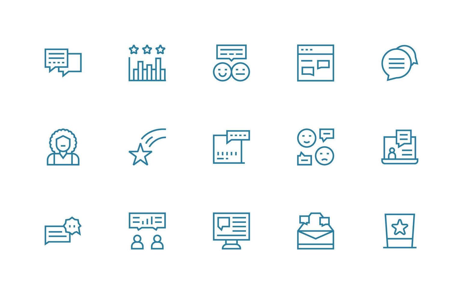 15 Icons for User Feedback in Regular Line Format User Interface Icons for Digital Products vector