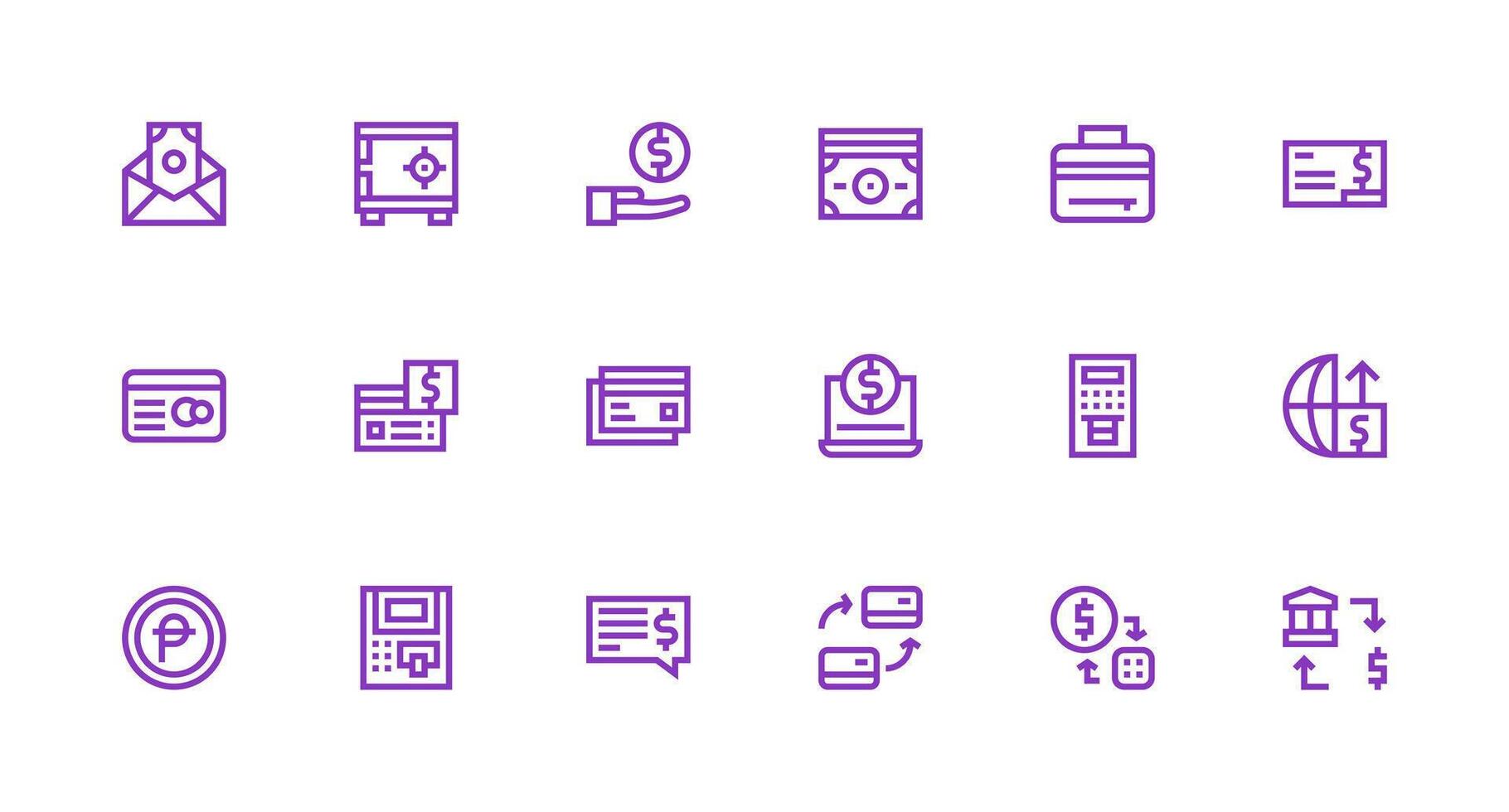 Strong Stroke Line Icons from Banking Set with 18 Vectors UI-Ready Icon Collection