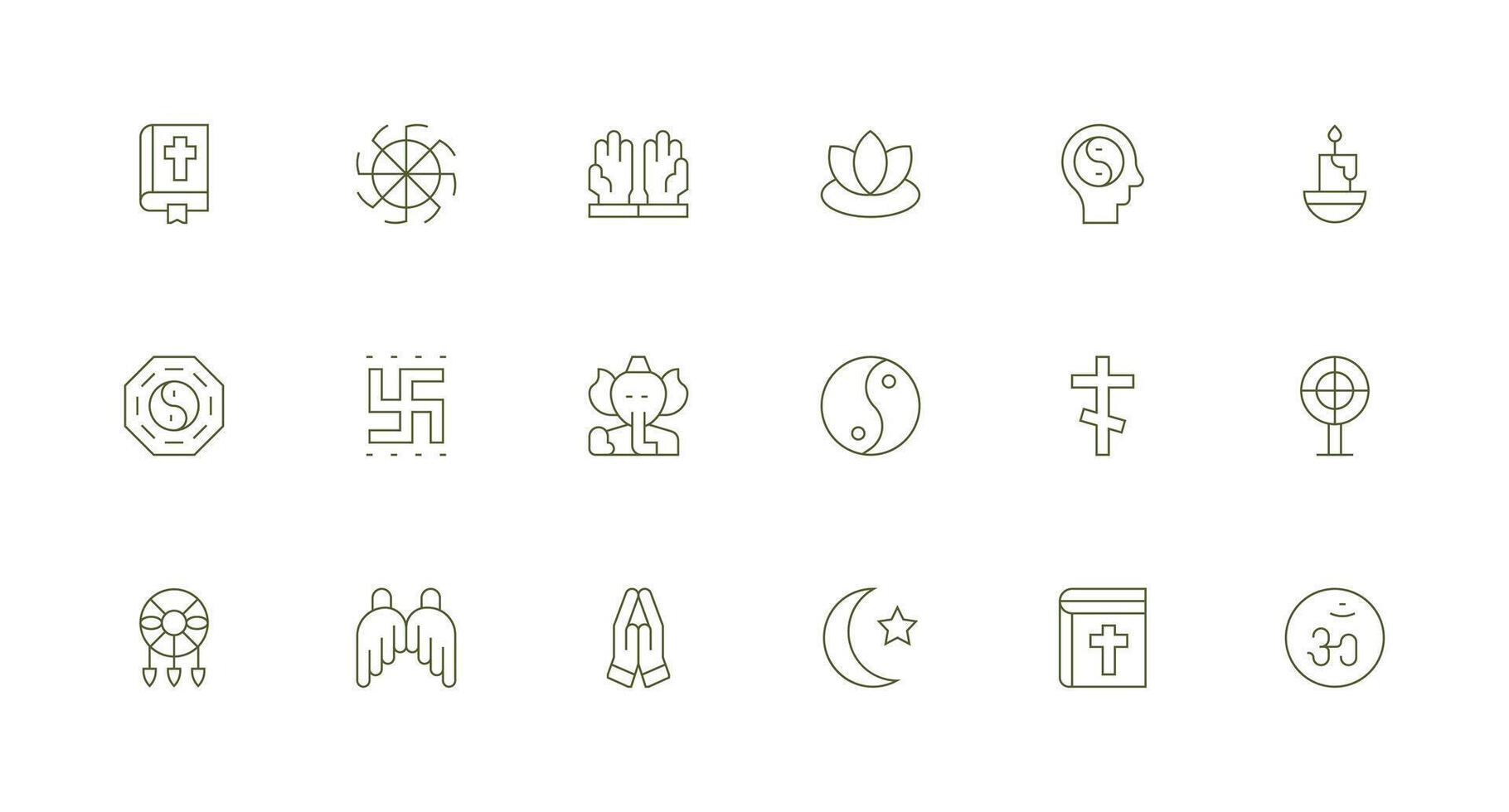 Minimal Line Icons from Spirituality Set with 18 Vectors Complete Icon Bundle for Web Design
