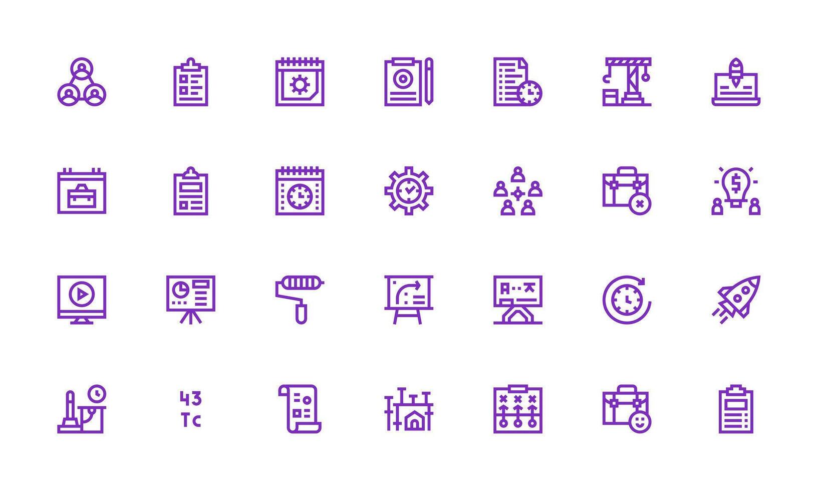 Project Icon Set with 28 Bold Line Graphics Clean Set for Layout Prototypes vector