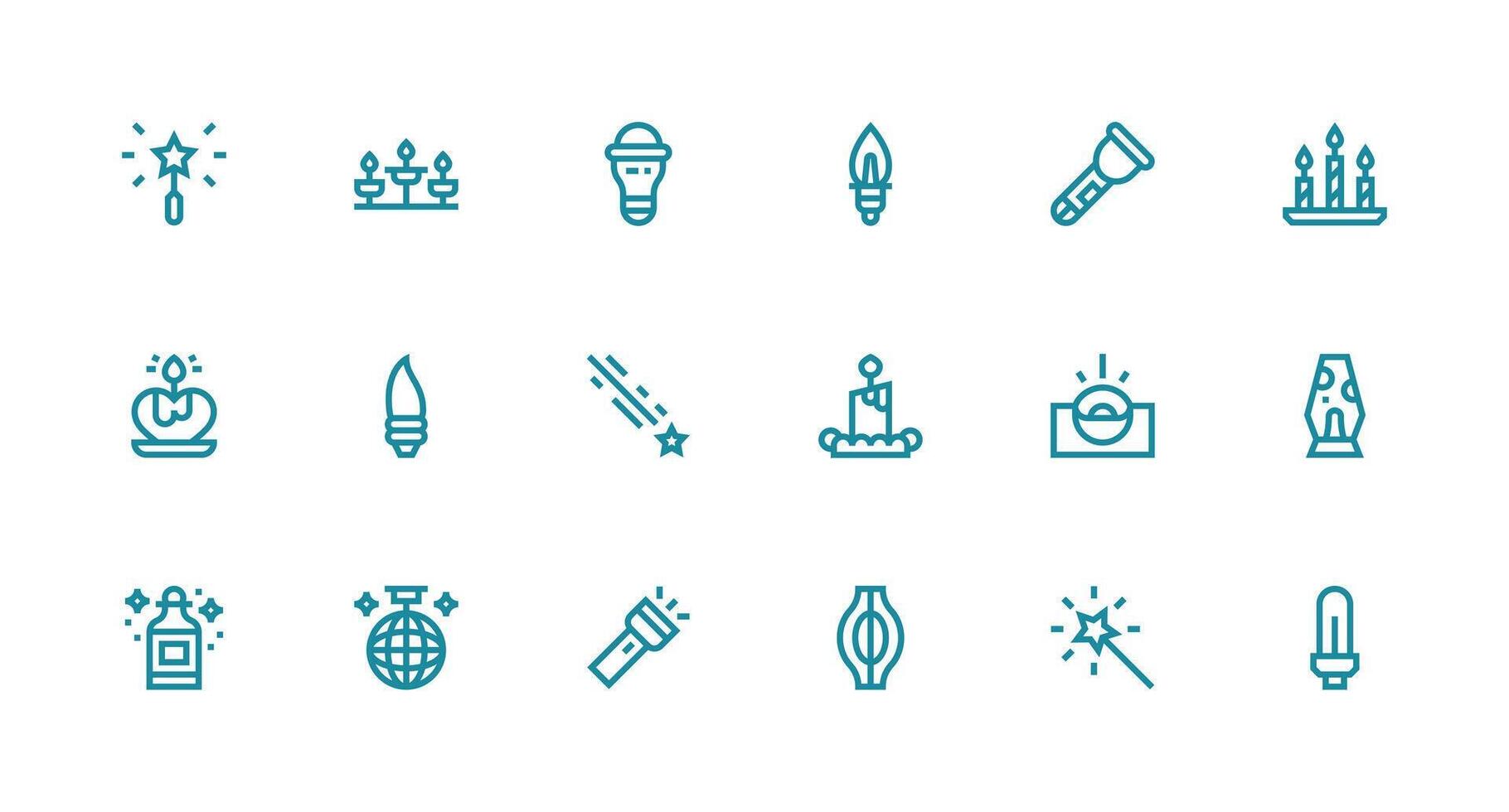Glow featuring 18 Icons in Strong Stroke Line Design Complete Icon Set for Mobile Apps vector