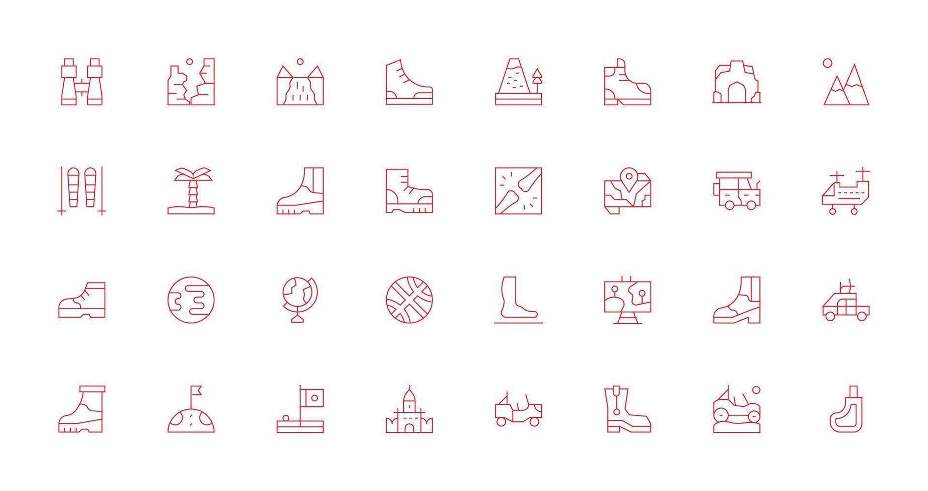 Terrain Set with 32 Thin Line Icons Complete Icon Set for Mobile Apps vector
