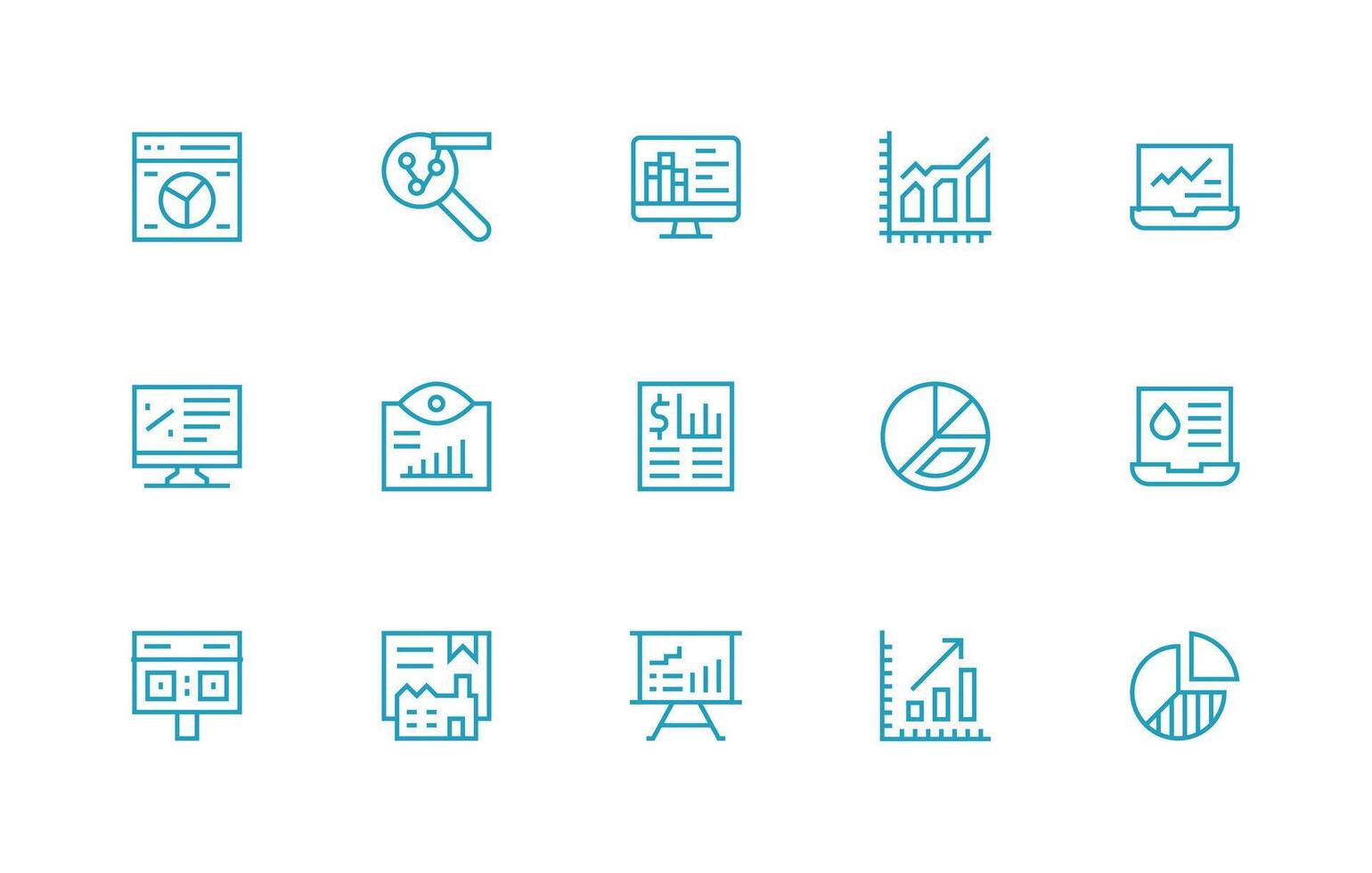 15 Regular Line Style Icons from Statistics Collection Line Icon Collection vector