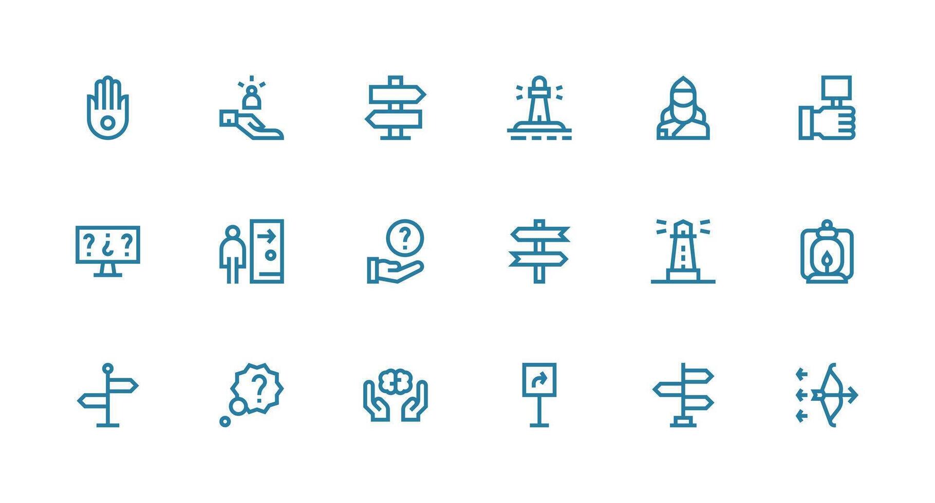 Strong Stroke Line Icons from Guidance Set with 18 Vectors Complete Icon Set for Mobile Apps