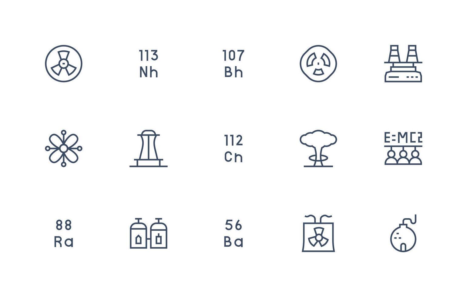 Nuclear Visual Pack containing 15 Regular Line Icons Clean Icon Collection for Web Use vector