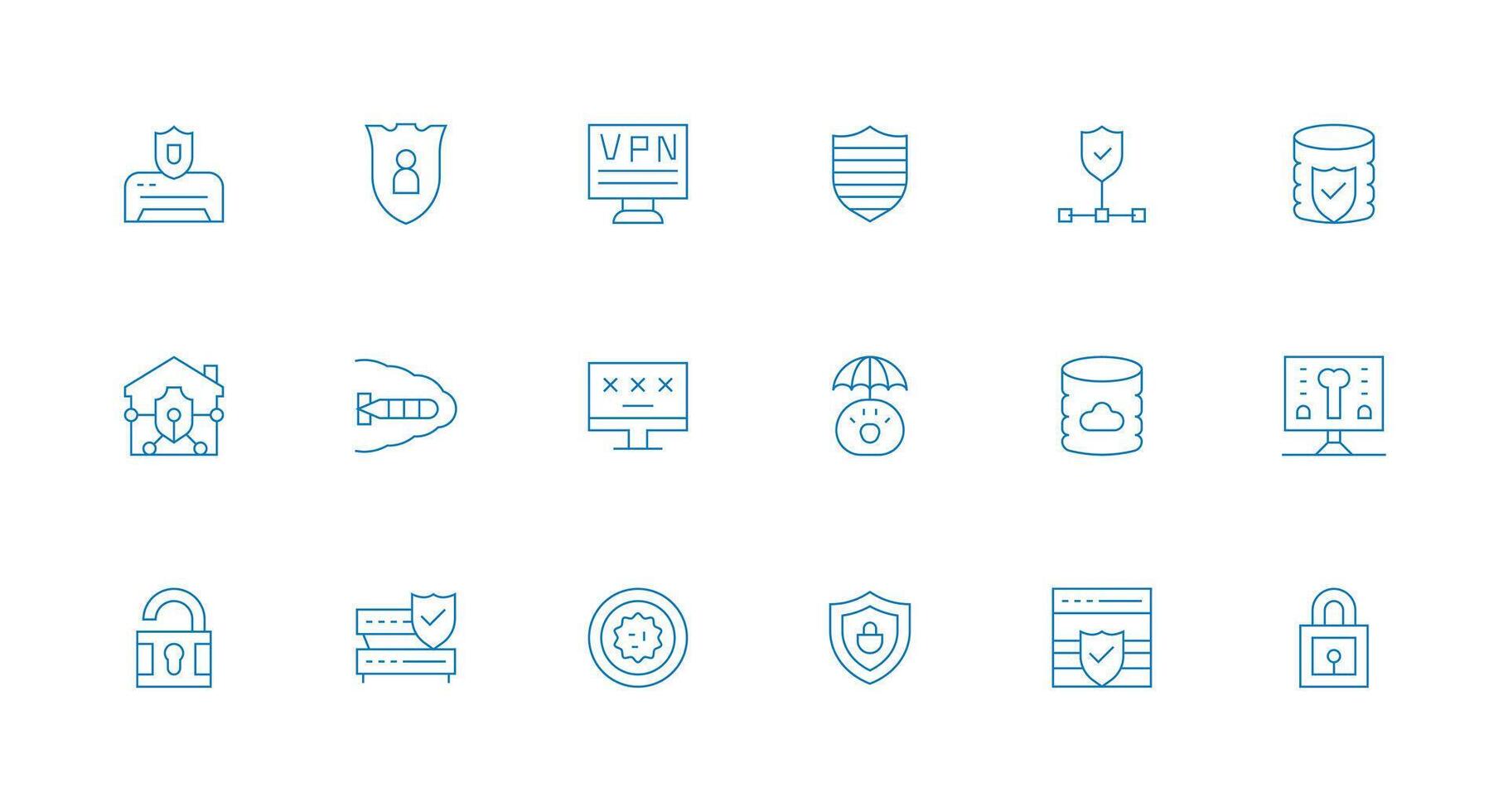 18 Icons for Cyber Security in Minimal Line Format Professional Icon Set vector