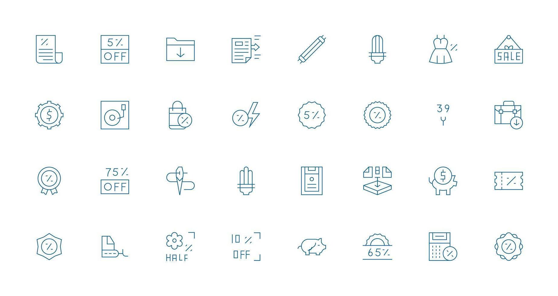 32 Thin Line Designs for Saving Icons Quick Access Icons for UI Development vector