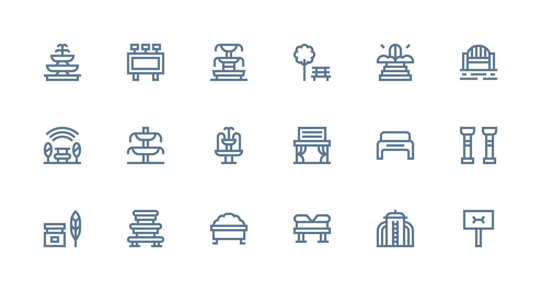Strong Stroke Line Icons from Public Space Set with 18 Vectors Minimal Icon Set for Interface Projects