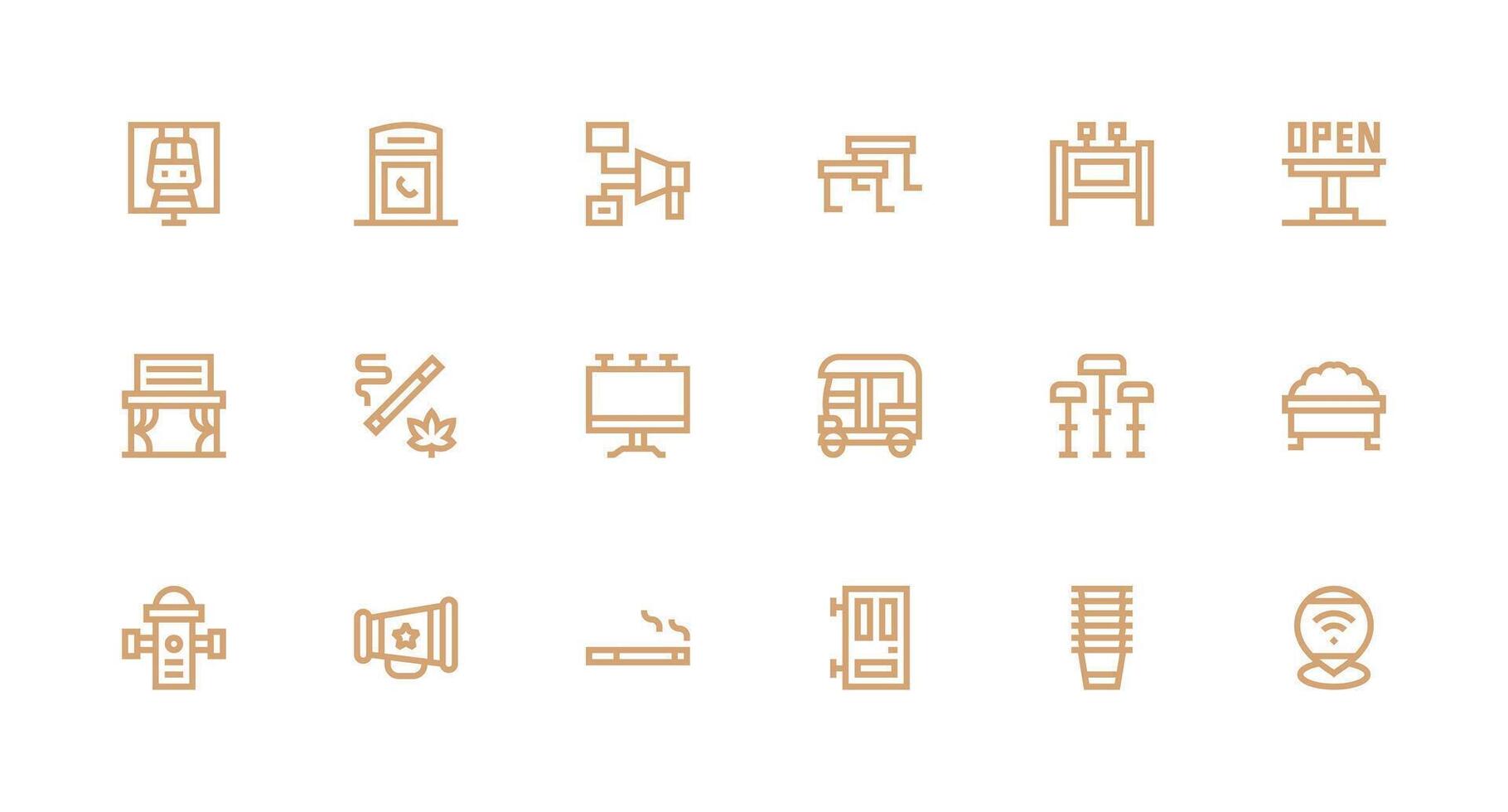 Strong Stroke Line Icons from Public Set with 18 Vectors Neat Icon Set