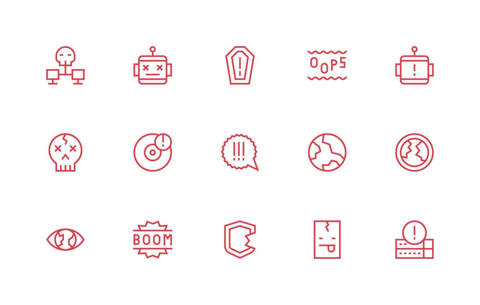 System Failure including 15 Regular Line Illustrations Layout Icon Collection vector