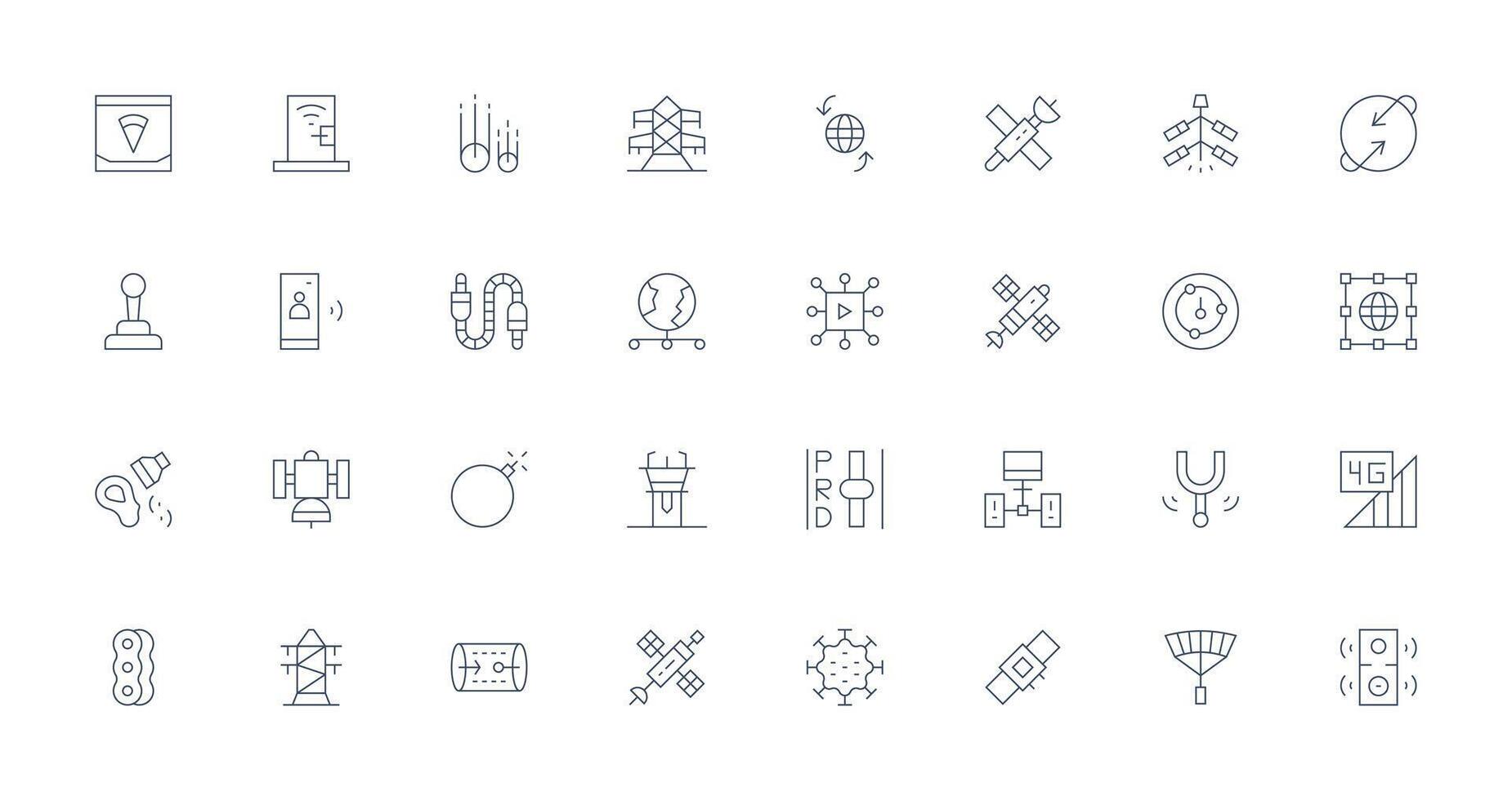 Thin Line Style Transmission Icons with 32 Vectors Fully Editable Icon Set for Web
