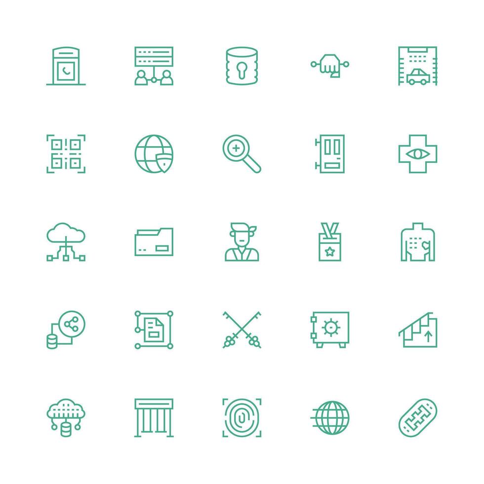 25 Medium Stroke Outline Style Icons from Access Collection Complete Icon Set for Mobile Apps vector