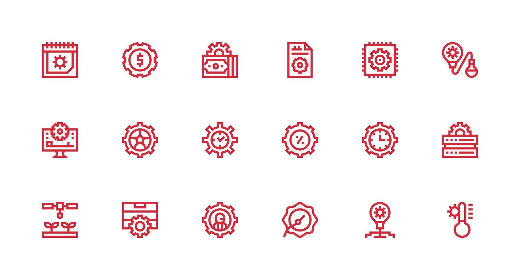 18 Strong Stroke Line Style Icons from Optimization Collection Clear and Concise Icon Set Collection vector