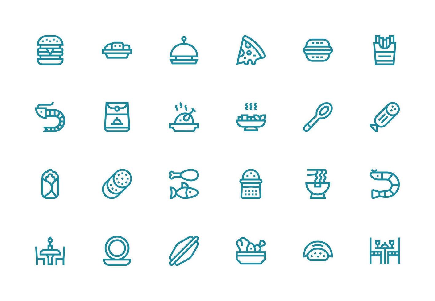 Thick Line Line Icons from Dinner Set with 24 Vectors Icon Set for Web