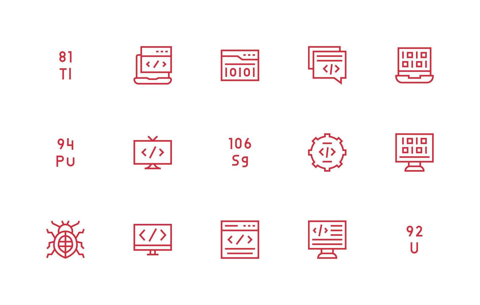 15 Regular Line Icons for Code Graphics Fully Editable Icon Set for Web vector