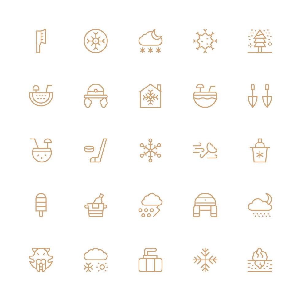 Ice Visual Pack containing 25 Medium Stroke Outline Icons Scalable Icons for Cross-Platform Interfaces vector