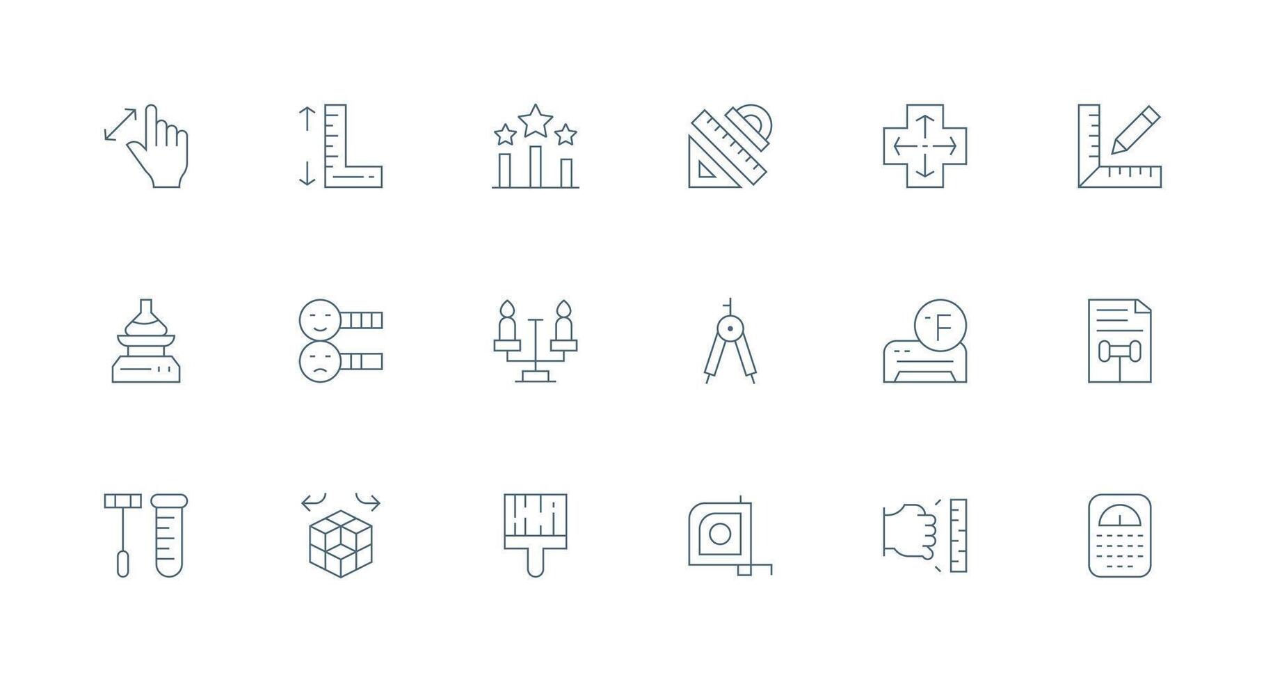Scale Set with 18 Minimal Line Icons Reusable Icon Set vector