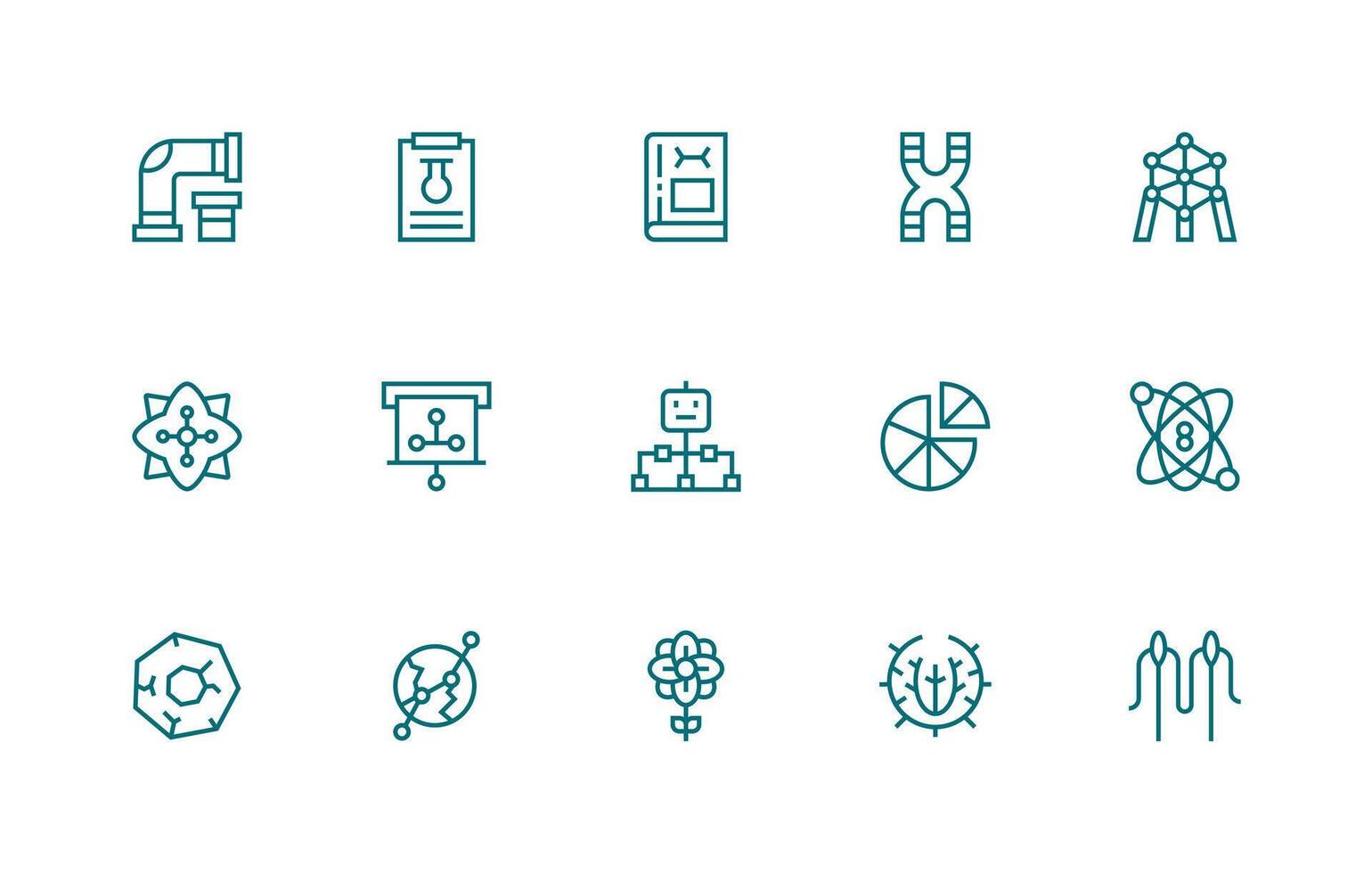 Diagram featuring 15 Icons in Regular Line Design Professional Icon Set vector