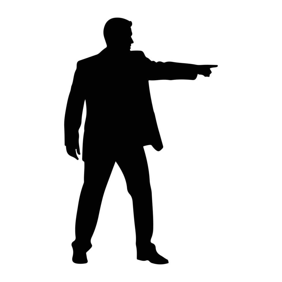 Man pointing with suit silhouette gesture vector