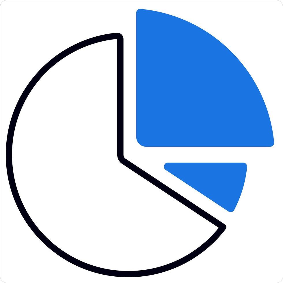 Pie Chart and analysis icon concept in blue color vector
