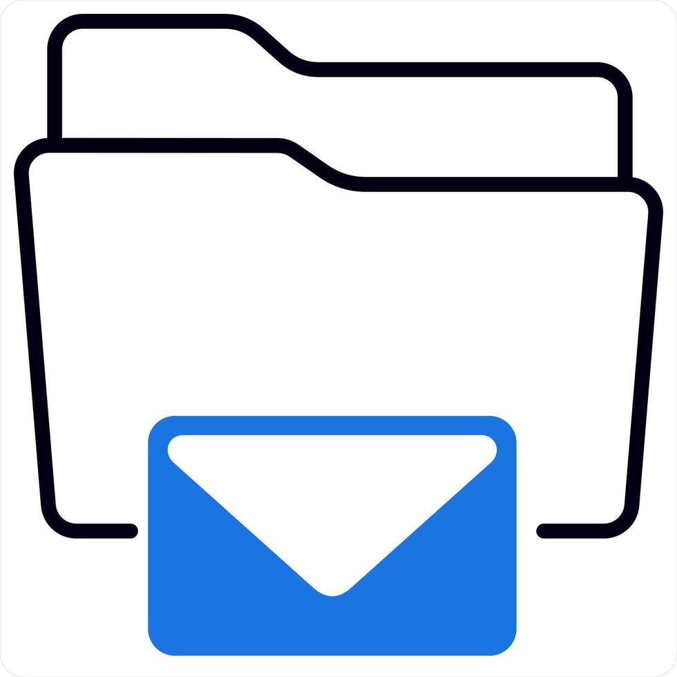Email Folder and Folder icon concept in blue color vector