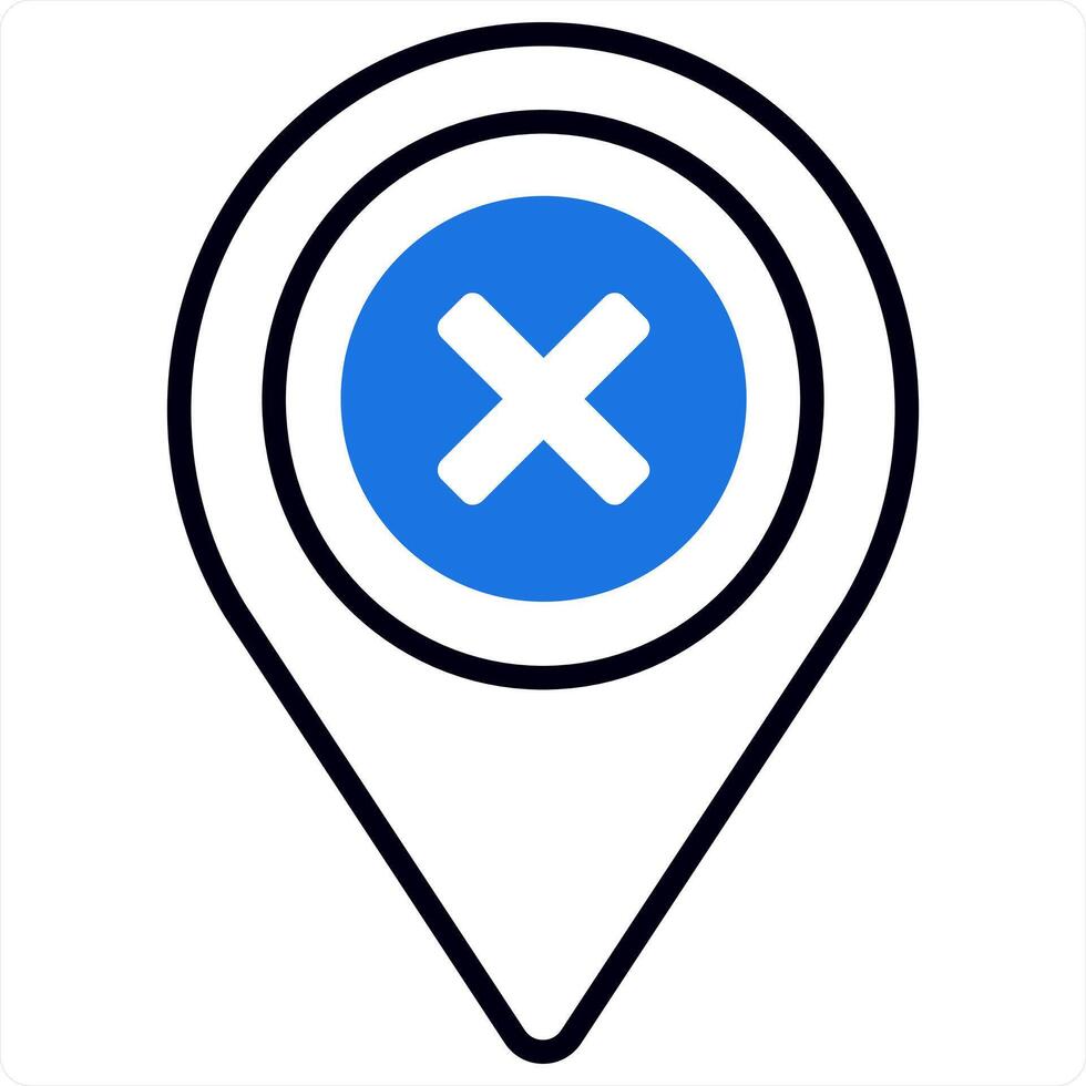 Delete and location icon design concept in blue color vector