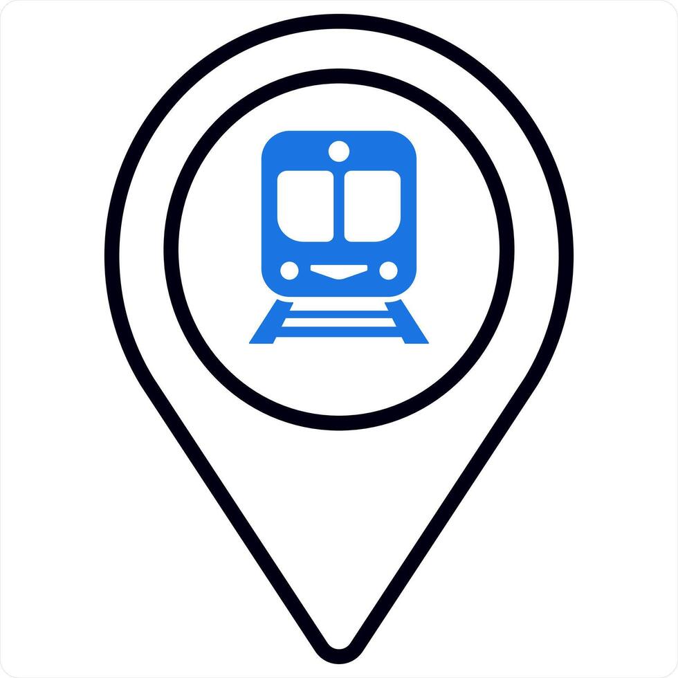 train location and location design icon concept in blue color vector