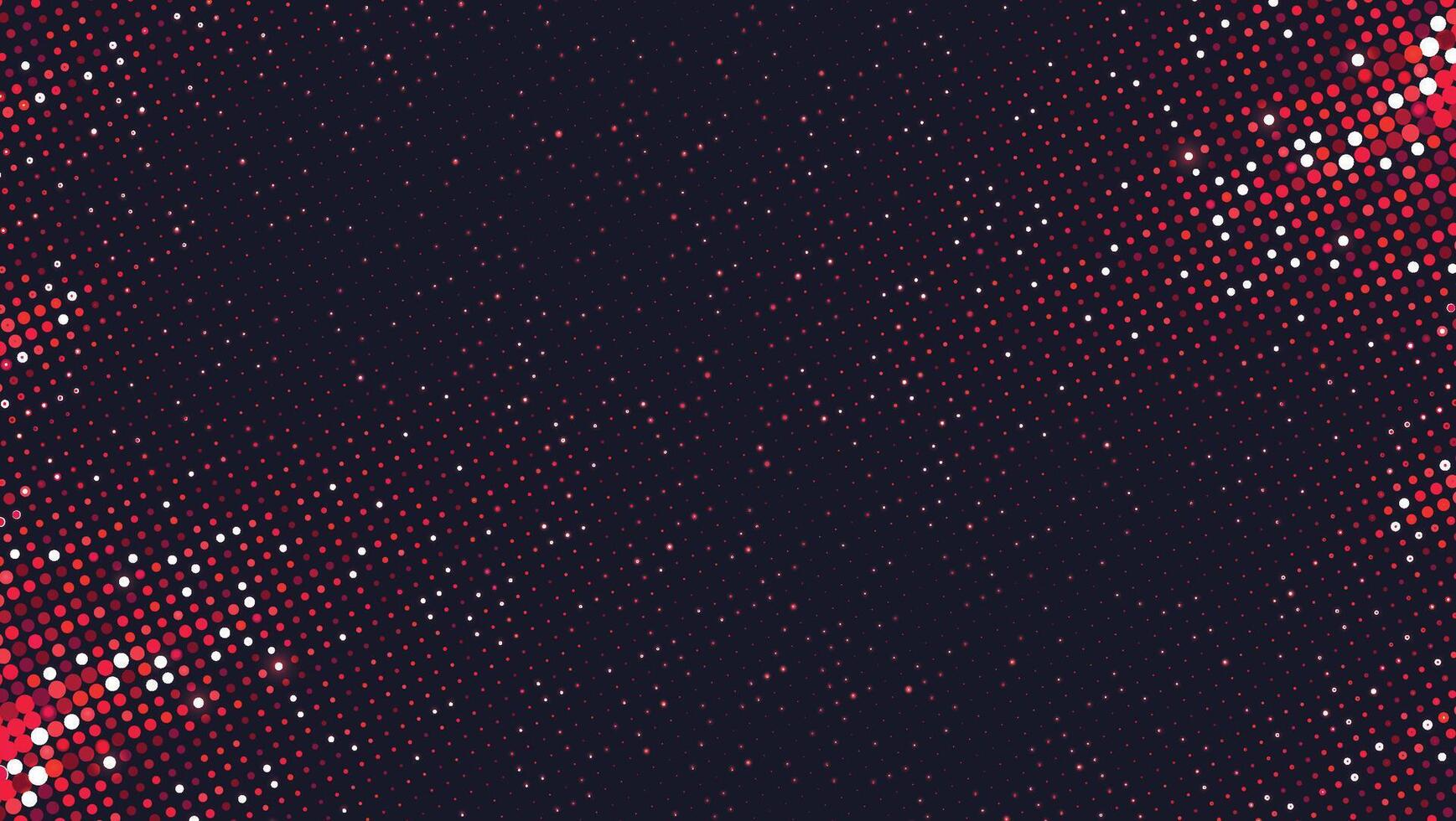 Red halftone dots background with diagonal gradient pattern. Glowing dotted tonal gradation frame design. vector