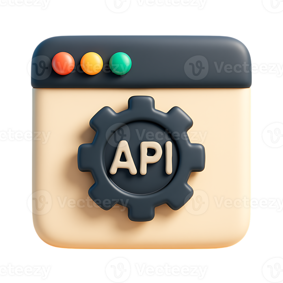 ein 3d Rendern von ein api Symbol isoliert auf transparent Hintergrund png