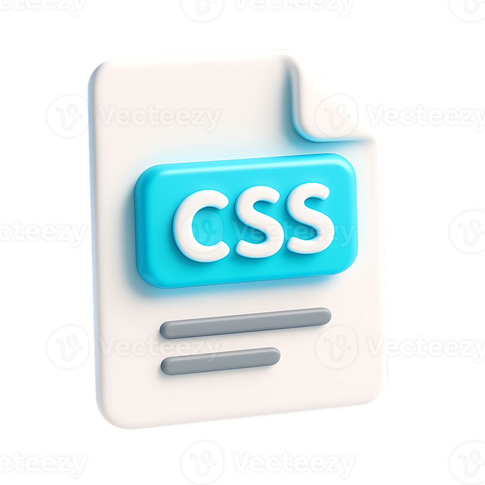 uma 3d rendido css Arquivo ícone, isolado em transparente fundo png