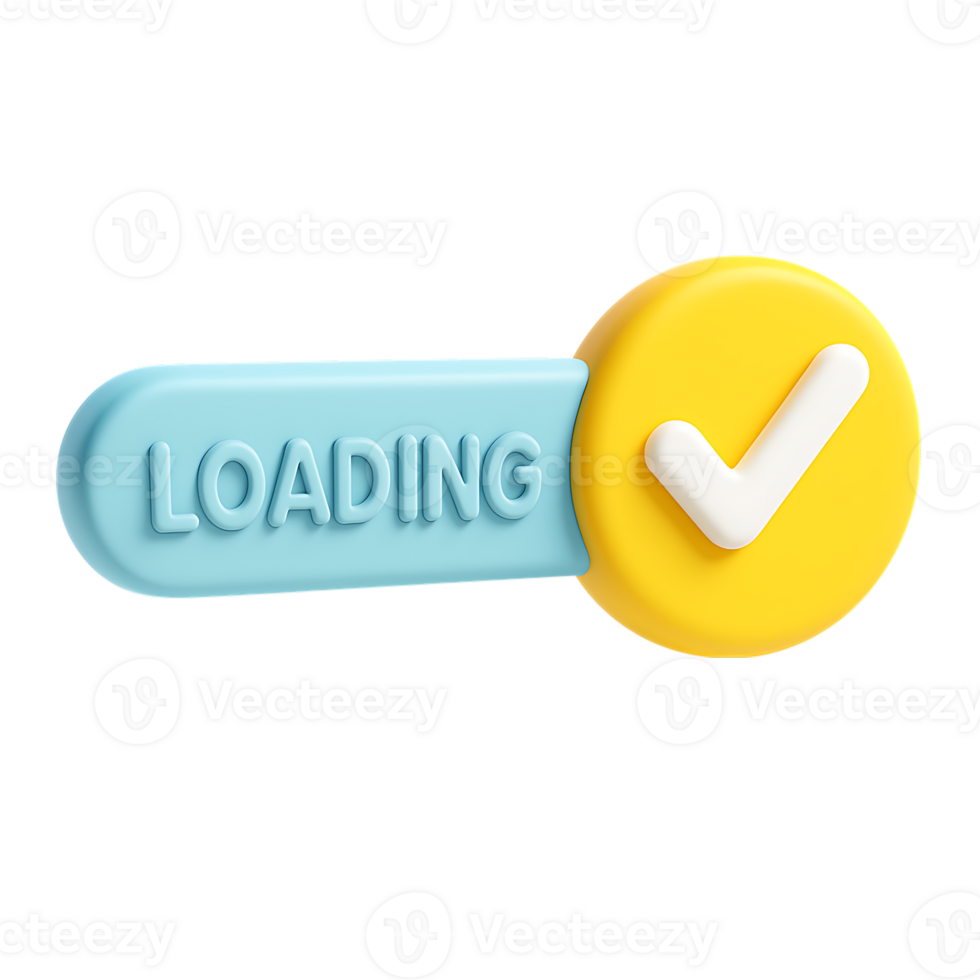 A 3d loading bar with a checkmark, isolated on transparent background png