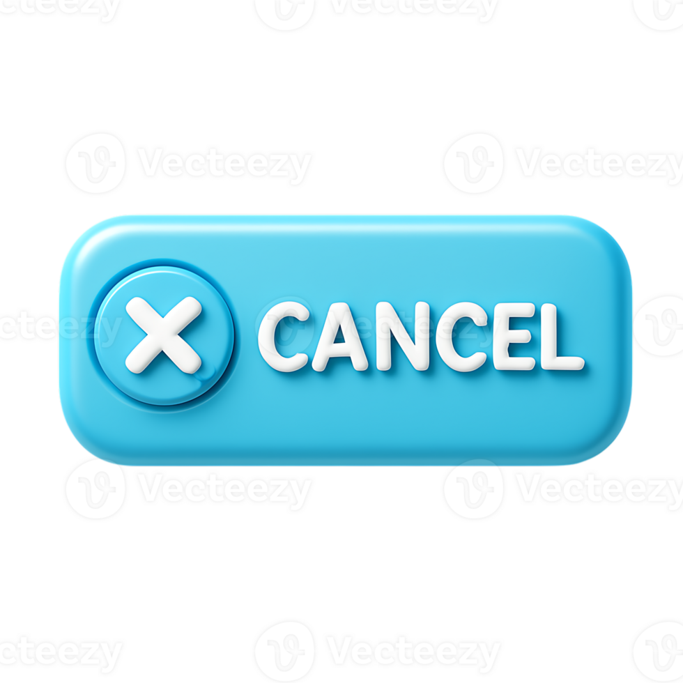 Cancel button with an x, 3d rendering, isolated on transparent background png