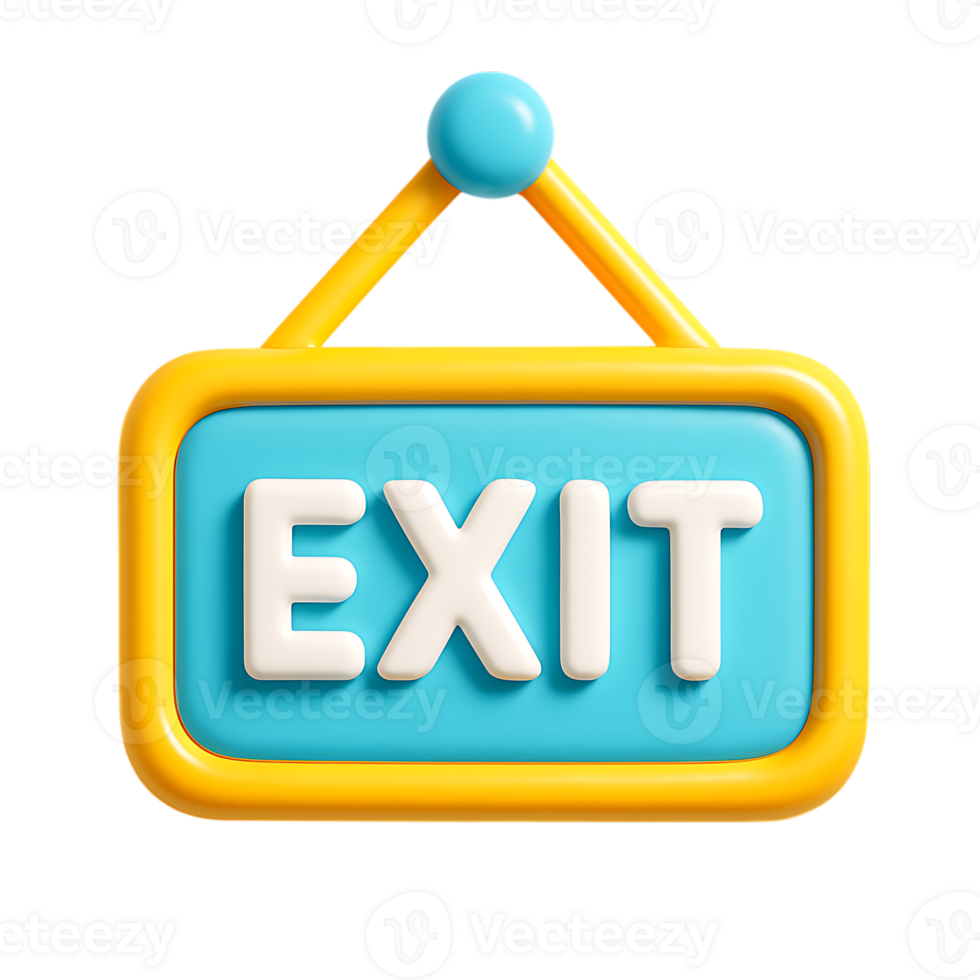 un 3d hacer de un dibujos animados salida firmar aislado en transparente antecedentes png