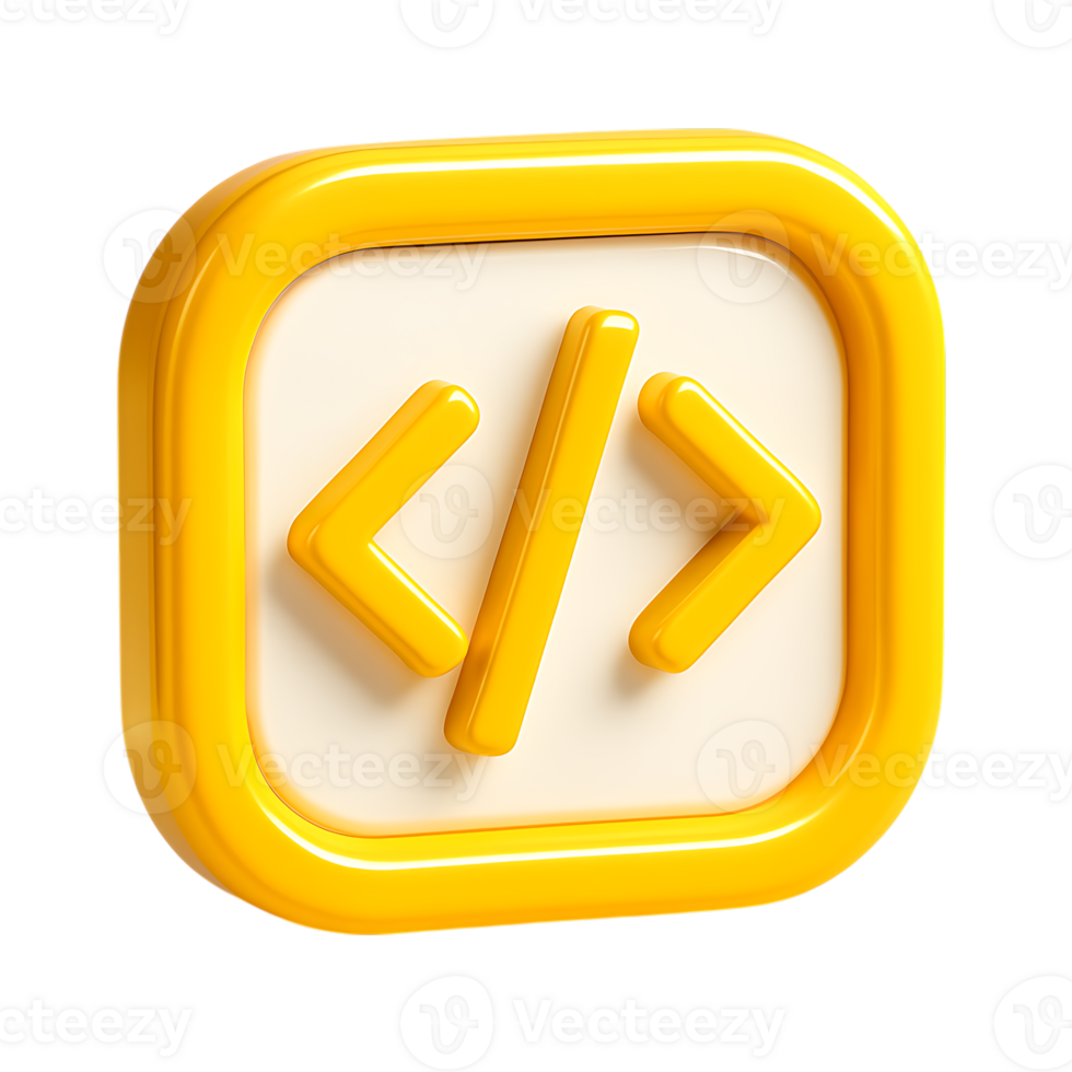 une 3d le rendu de une Jaune code icône isolé sur transparent Contexte png