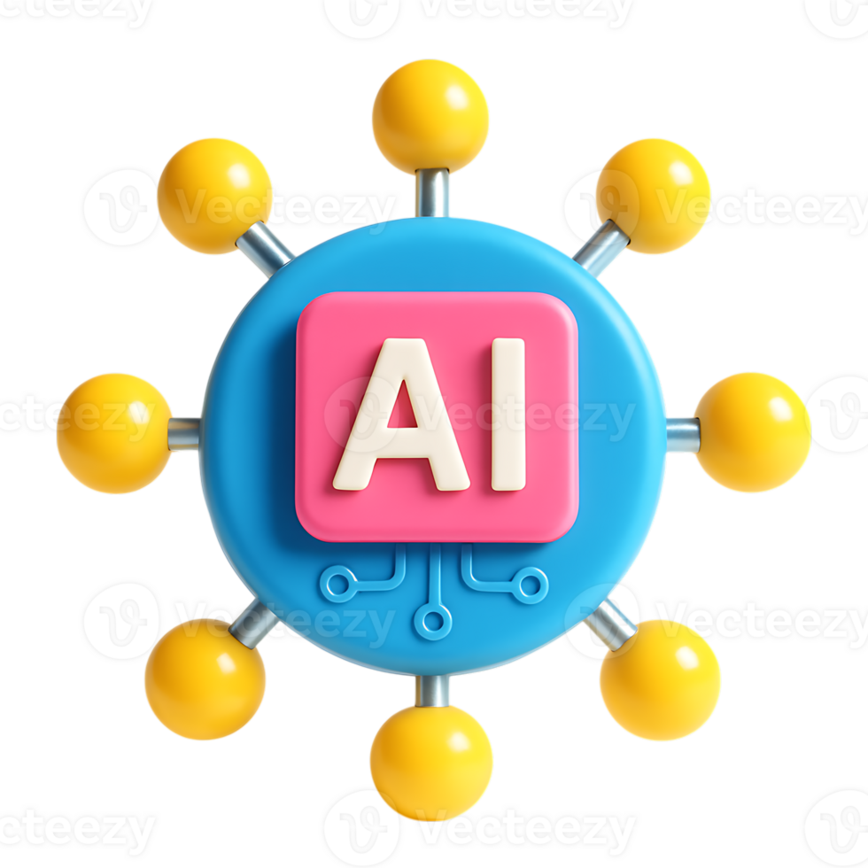 un' 3d interpretazione di un ai Rete icona isolato su trasparente sfondo png
