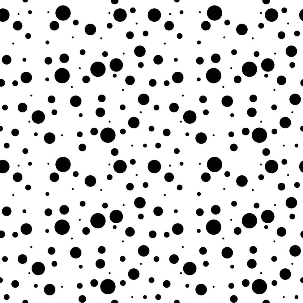 Abstract black and white polka dot pattern with varying sizes and densities creating a dynamic visual texture vector