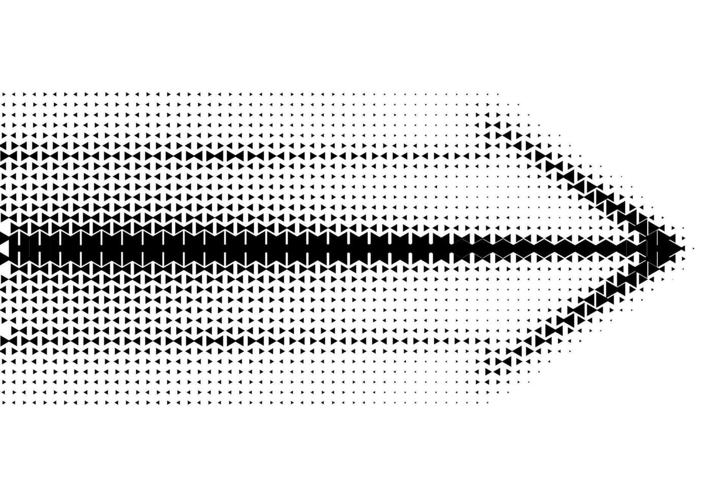 A modern geometric arrow illustration. The dynamic design is made from a creative halftone pattern of triangles, ideal for abstract backgrounds and graphic projects. vector