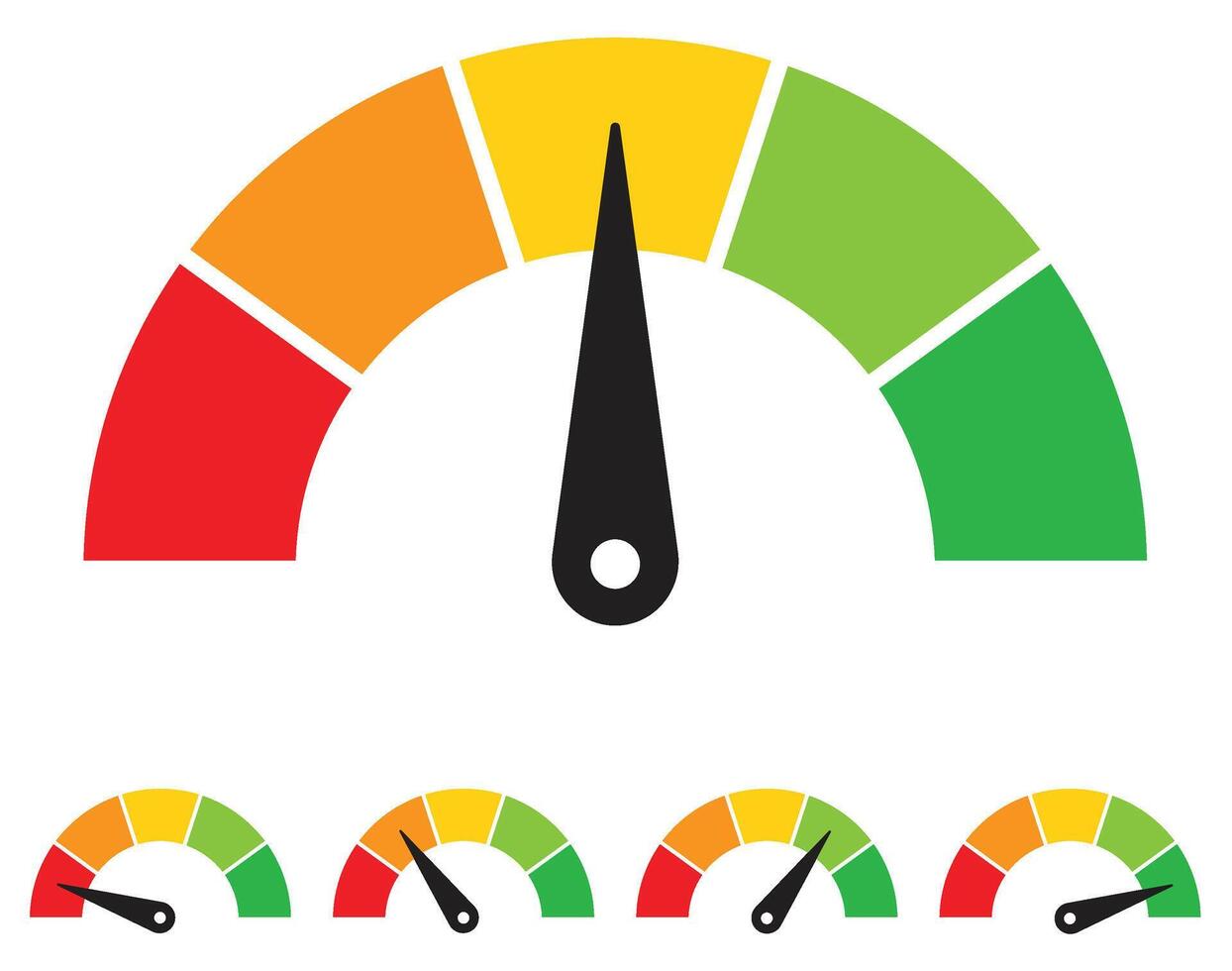 Speedometer, gauge meter, Performance Meter, Speed dial indicator. Green and red, low and high barometers Speed Displaying Levels of Efficiency and Satisfaction vector