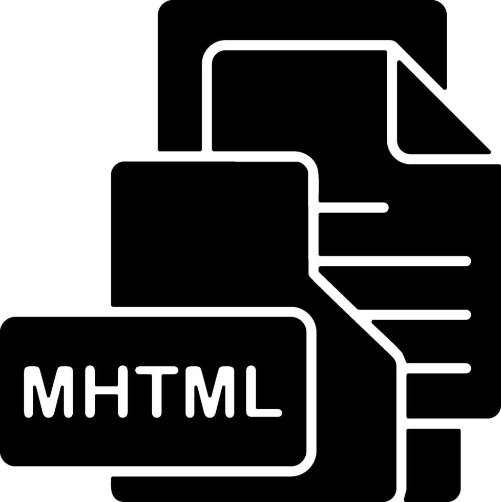 MHTML File Format Folder Icon Solid Style Design vector