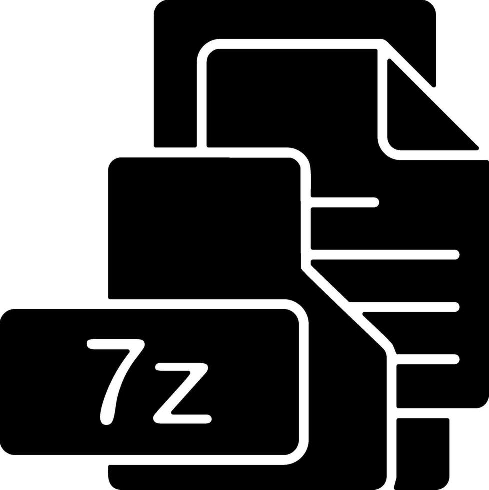 7z File Format Folder Icon Solid Style Design vector